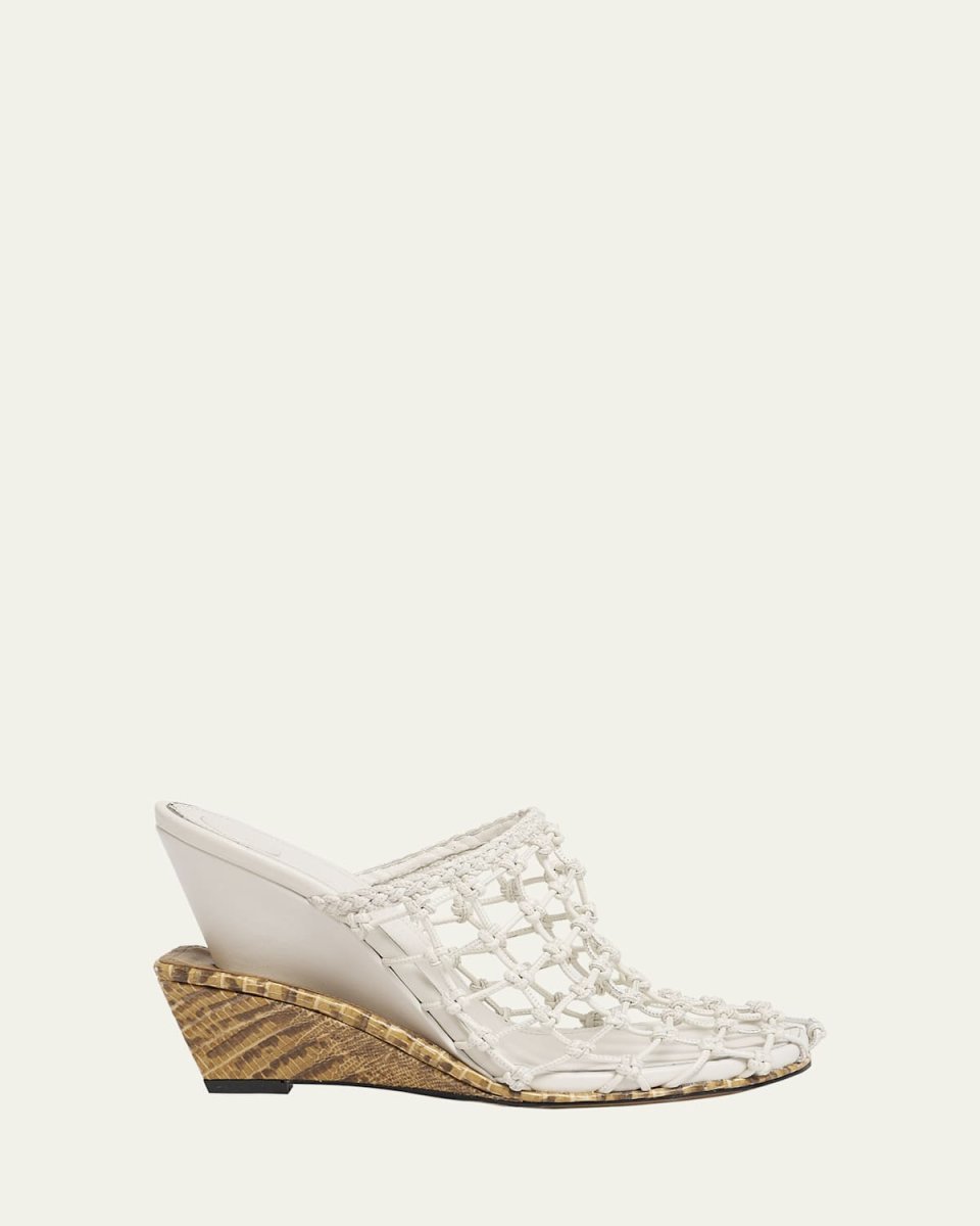 Les Doubles Snake-Print Tresses Wedge Mules